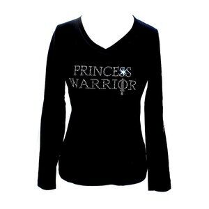 Womens Size Princess Warrior Crystal Bling Long V-Neck Sleeve Top Pink Sword